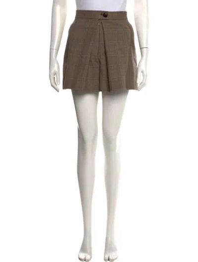 Pre-owned Sandro Plaid Print Mini Shorts In Neutrals