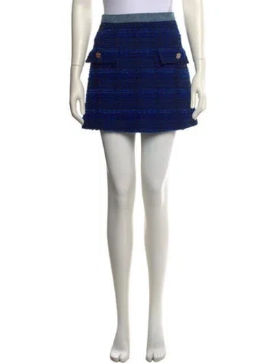 Pre-owned Sandro Plaid Print Mini Skirt In Blue