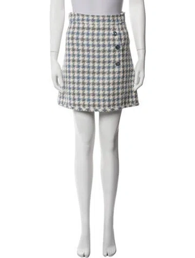 Pre-owned Sandro Plaid Print Mini Skirt In Blue