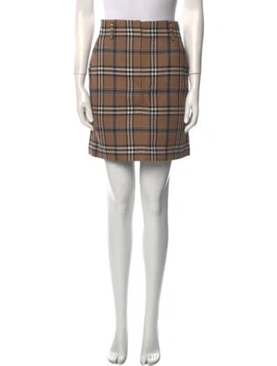 Pre-owned Sandro Plaid Print Mini Skirt In Brown