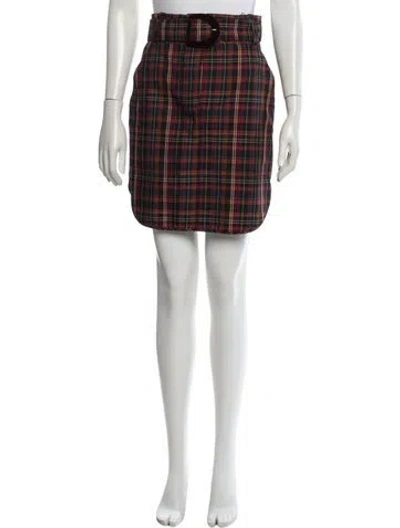 Pre-owned Sandro Plaid Print Mini Skirt In Brown