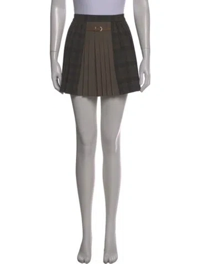 Pre-owned Sandro Plaid Print Mini Skirt In Brown