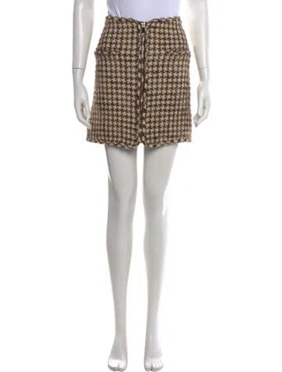 Pre-owned Sandro Plaid Print Mini Skirt In Brown