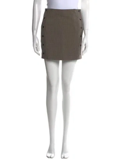 Pre-owned Sandro Plaid Print Mini Skirt In Neutral