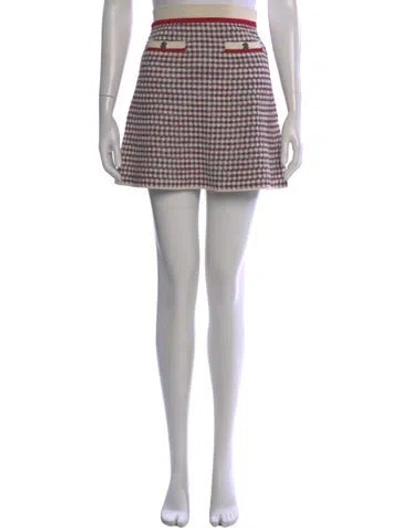 Pre-owned Sandro Plaid Print Mini Skirt In Neutral
