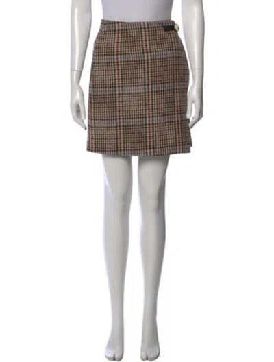 Pre-owned Sandro Plaid Print Mini Skirt In Neutral