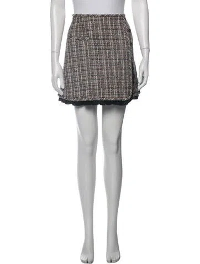 Pre-owned Sandro Plaid Print Mini Skirt In Neutrals