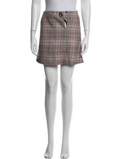 Pre-owned Sandro Plaid Print Mini Skirt In Neutrals