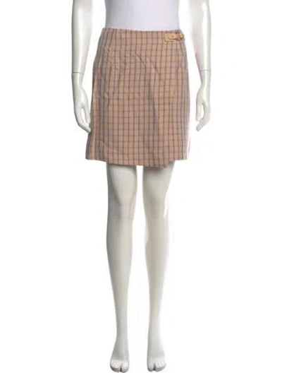 Pre-owned Sandro Plaid Print Mini Skirt In Neutrals