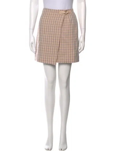 Pre-owned Sandro Plaid Print Mini Skirt In Pink