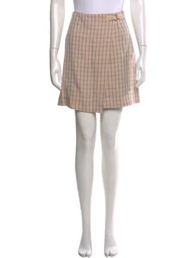 Pre-owned Sandro Plaid Print Mini Skirt In Pink