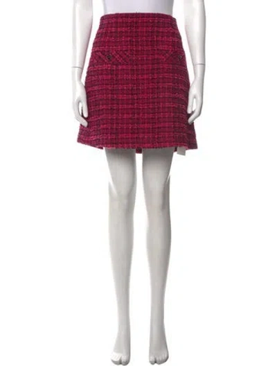 Pre-owned Sandro Plaid Print Mini Skirt In Pink