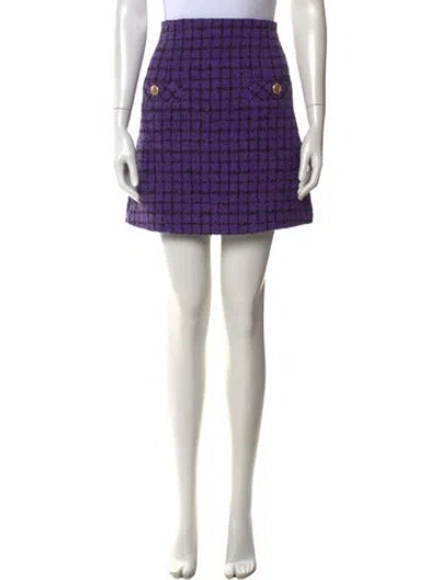 Pre-owned Sandro Plaid Print Mini Skirt In Purple