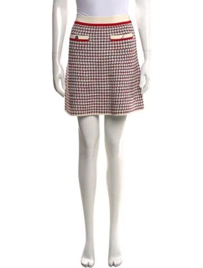 Pre-owned Sandro Plaid Print Mini Skirt In Red
