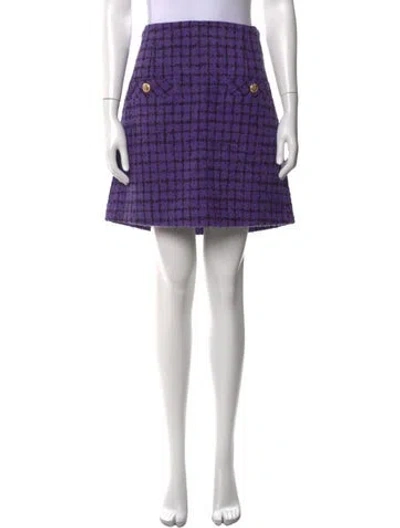 Pre-owned Sandro Plaid Print Mini Skirt W/ Tags In Purple