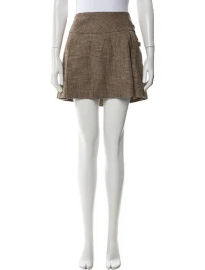 Pre-owned Sandro Plaid Print Mini Skirt In Yellow