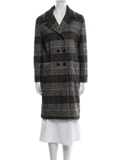 Pre-owned Sandro Plaid Print Peacoat In Gray