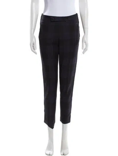 Pre-owned Sandro Plaid Print Skinny Leg Pants In Gray