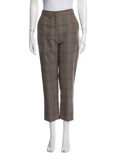 Pre-owned Sandro Plaid Print Straight Leg Pants In Black