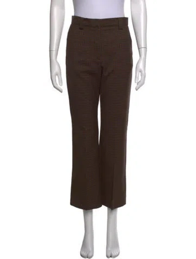 Pre-owned Sandro Plaid Print Straight Leg Pants In Blue/brown