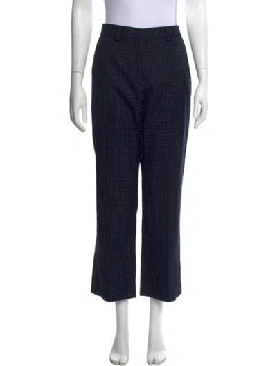 Pre-owned Sandro Plaid Print Straight Leg Pants In Multi