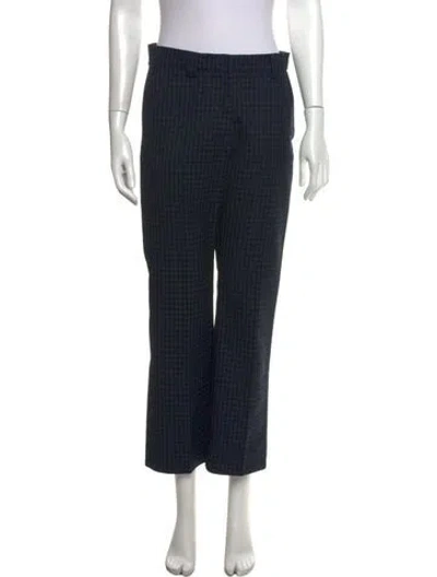 Pre-owned Sandro Plaid Print Straight Leg Pants In Multi