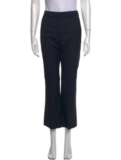 Pre-owned Sandro Plaid Print Straight Leg Pants W/ Tags In Blue