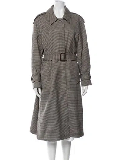 Pre-owned Sandro Plaid Print Trench Coat In Neutrals