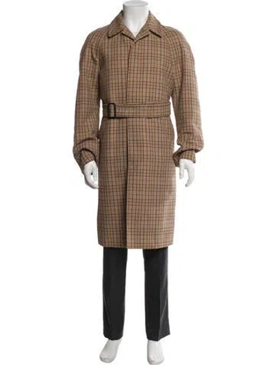 Pre-owned Sandro Plaid Print Trench Coat W/ Tags In Neutral