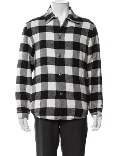 Pre-owned Sandro Plaid Print Trucker Jacket In Black