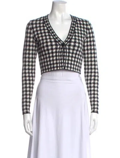 Pre-owned Sandro Plaid Print V-neck Sweater In Black