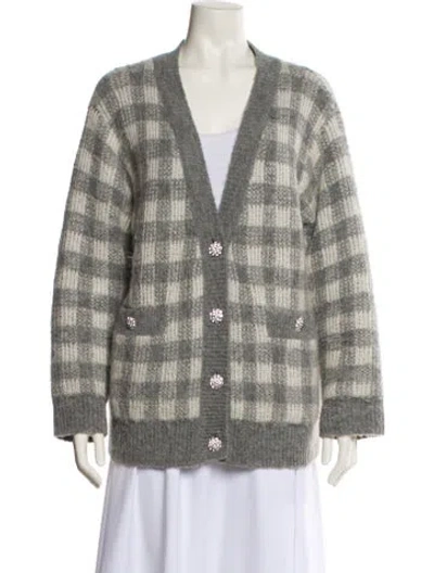 Pre-owned Sandro Plaid Print V-neck Sweater In Multi