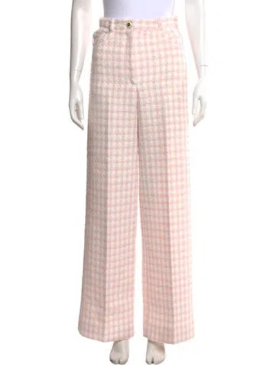 Pre-owned Sandro Plaid Print Wide Leg Pants