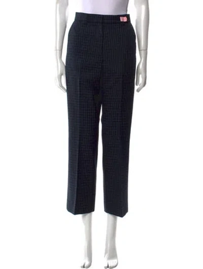 Pre-owned Sandro Plaid Print Wide Leg Pants In Multi
