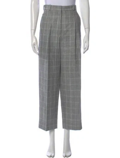 Pre-owned Sandro Plaid Print Wide Leg Pants In Multi