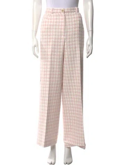 Pre-owned Sandro Plaid Print Wide Leg Pants In Neutral