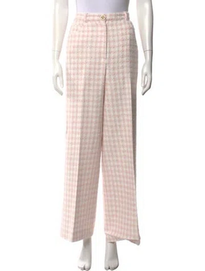 Pre-owned Sandro Plaid Print Wide Leg Pants In Neutrals
