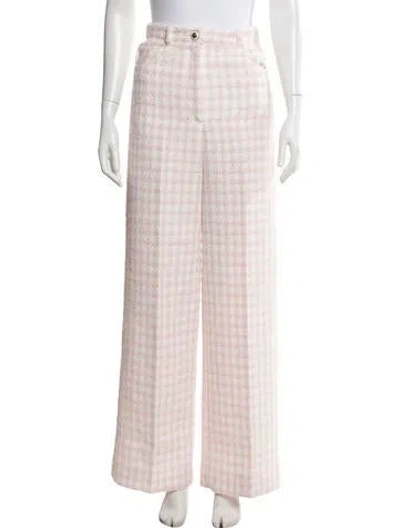 Pre-owned Sandro Plaid Print Wide Leg Pants W/ Tags