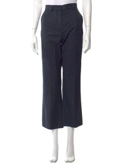 Pre-owned Sandro Plaid Print Wide Leg Pants W/ Tags In Blue