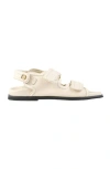 Sandro Plain Leather Lambskin Sandals In Vanilla