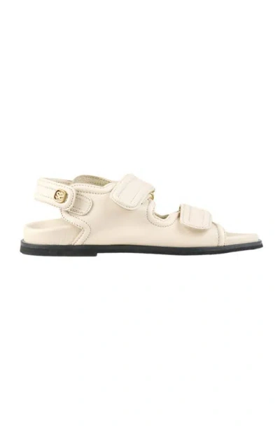 Sandro Plain Leather Lambskin Sandals In Naturels