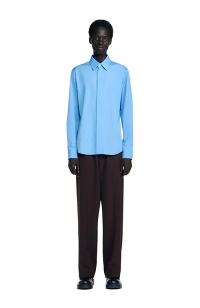 Sandro Plain Shirt In Blue