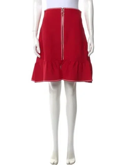 Pre-owned Sandro Pleated Accents Knee-length Skirt In Red
