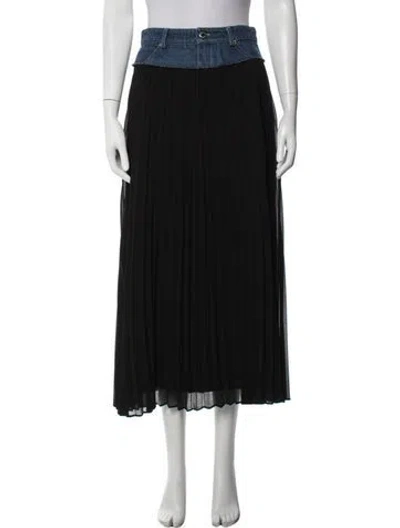 Pre-owned Sandro Pleated Accents Long Skirt In Black