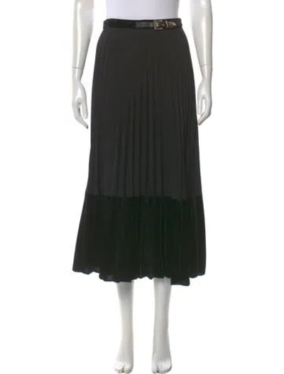 Pre-owned Sandro Pleated Accents Midi Length Skirt In Black