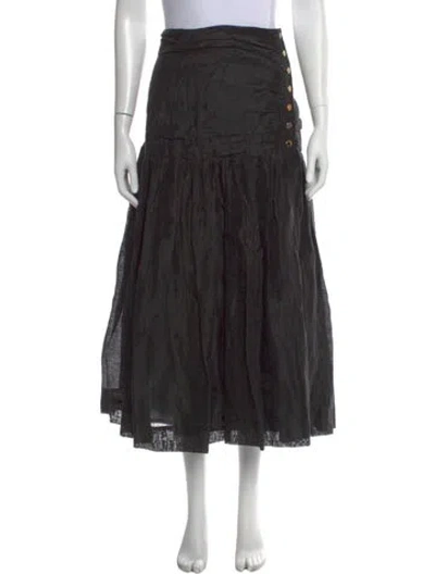 Pre-owned Sandro Pleated Accents Midi Length Skirt In Black