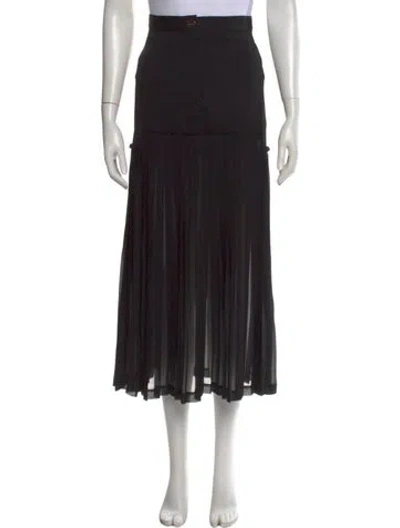 Pre-owned Sandro Pleated Accents Midi Length Skirt In Black