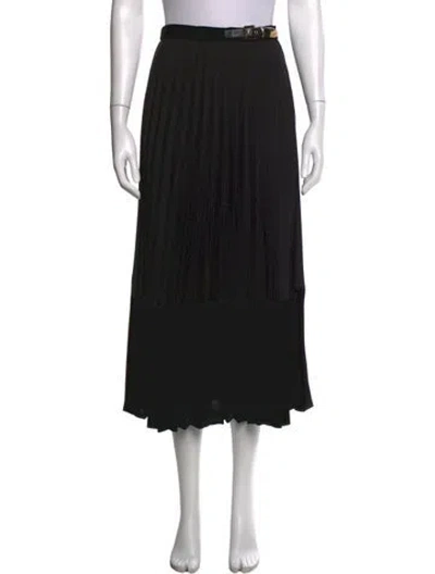 Pre-owned Sandro Pleated Accents Midi Length Skirt In Black