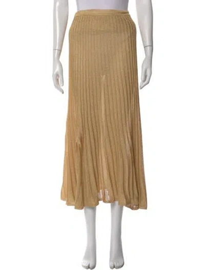 Pre-owned Sandro Pleated Accents Midi Length Skirt In Gold/metallic