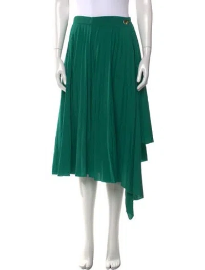 Pre-owned Sandro Pleated Accents Midi Length Skirt In Green